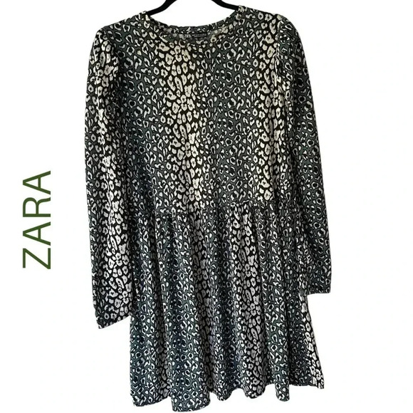 ZARA | NWOT | ANIMAL PRINT LONG SLEEVED DRESS | SIZE: MEDIUM - Picture 2 of 11